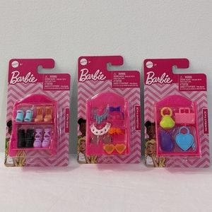 Barbie Accessories Set(Shoe Pack, Headband Pack, Handbag Pack), Bundle of 3,NEW